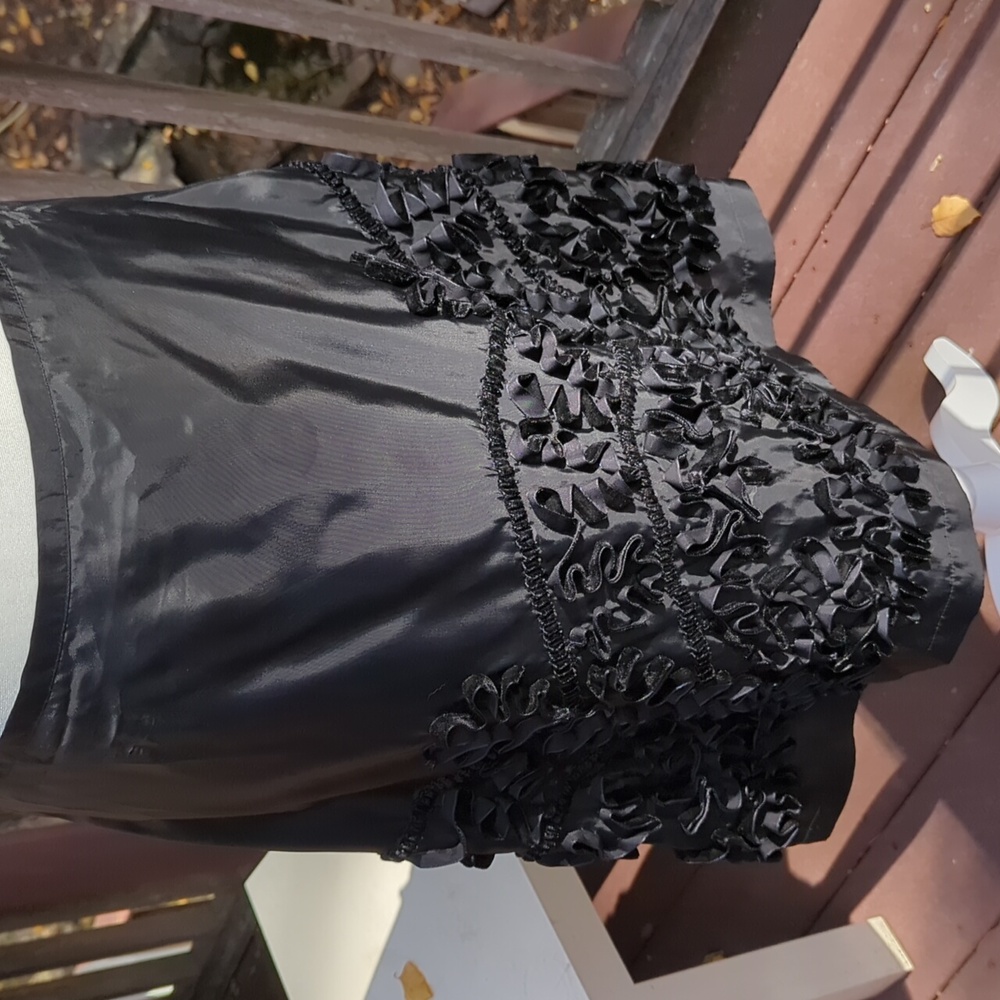 Odille Elegant Black A-Line Skirt with Textured Details
